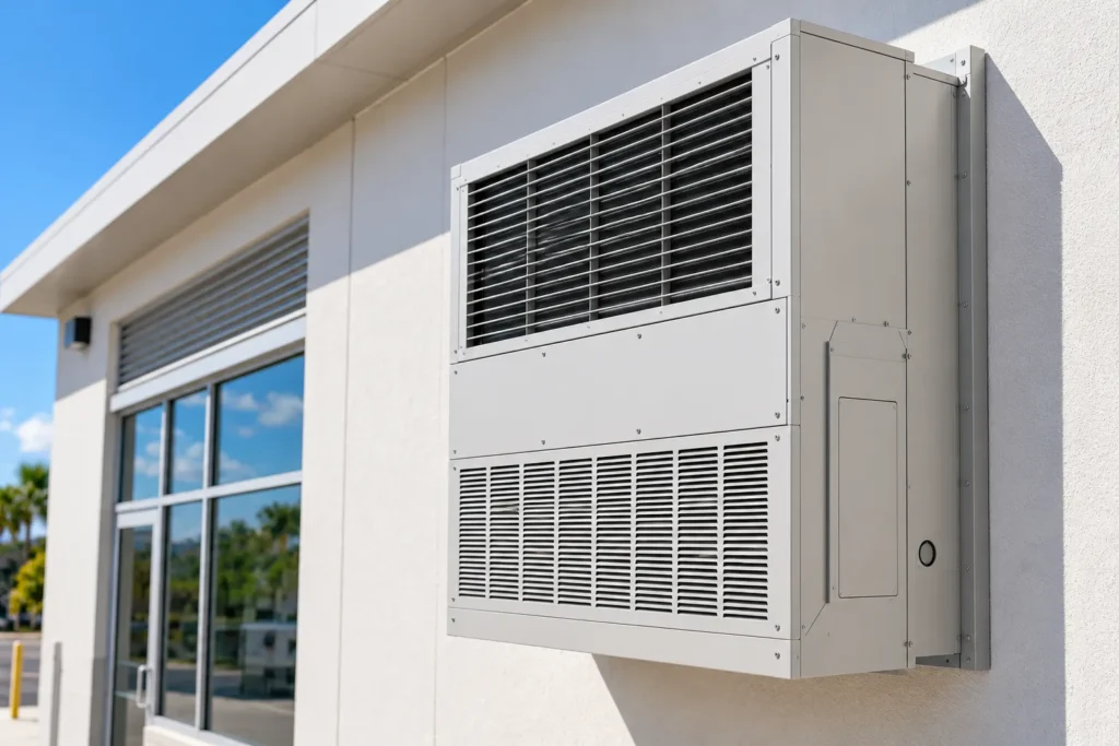 Wall Pack air conditioner installed on an exterior wall
